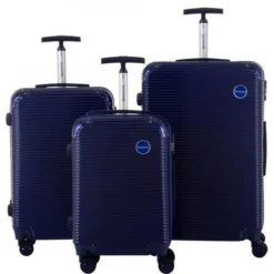 BERENICE Ensemble De 3 Valises 55/65/75cm Avec 8 Roues - Couleur Bleu Marine