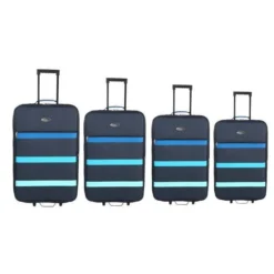 CHALLENGER Set De 4 Valises Souple 2 Roues 47-54-61-69cm Marine