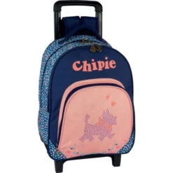 CHIPIE Sac A Dos A Roulettes 2 Compartiments Rose/Bleu Enfant