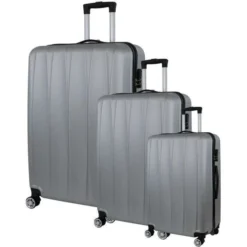 CITY BAG 03 Set De 3 Valises Trolley Rigide ABS - 8 Roues - 50-60-70 Cm - Argent