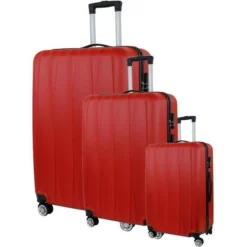 CITY BAG 03 Set De 3 Valises Trolley Rigide ABS - 8 Roues - 50-60-70 Cm - Rouge