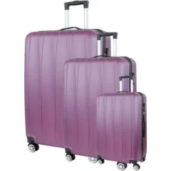 CITY BAG 03 Set De 3 Valises Trolley Rigide ABS - 8 Roues - 50-60-70 Cm - Rouge Bordeaux