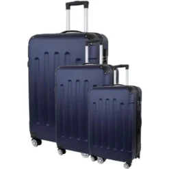 CITY BAG 06 Set De 3 Valises Trolley Rigide ABS - 8 Roues - 50-60-70 Cm - Bleu Marine