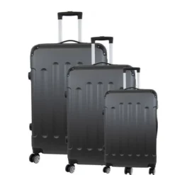 CITY BAG 06 Set De 3 Valises Trolley Rigide ABS - 8 Roues - 50-60-70 Cm - Gris Foncé