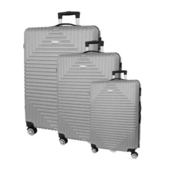 CITY BAG Set De 3 Valises Chariot ABS 4 Roues 75 Argent