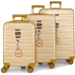 DANIEL HECHTER Set De 3 Valises Trolley DHV0001 Rigide Polycarbonate - 8 Roues - 50-60-70 Cm - Champagne