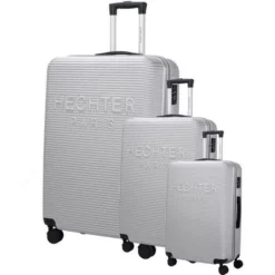 DANIEL HECHTER Set De 3 Valises Trolley DHVDEAUVILLE Rigide ABS - 8 Roues - Cadenas TSA - 50-60-70 Cm - Argent