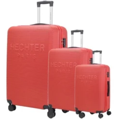 DANIEL HECHTER Set De 3 Valises Trolley DHVDEAUVILLE Rigide ABS - 8 Roues - Cadenas TSA - 50-60-70 Cm - Rouge
