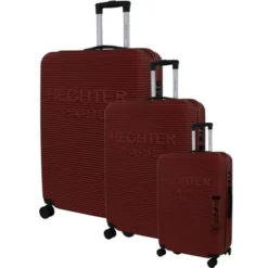 DANIEL HECHTER Set De 3 Valises Trolley DHVDEAUVILLE Rigide ABS - 8 Roues - Cadenas TSA - 50-60-70 Cm - Rouge Bordeaux