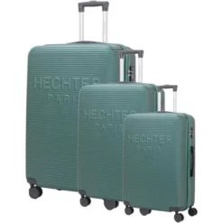 DANIEL HECHTER Set De 3 Valises Trolley DHVDEAUVILLE Rigide ABS - 8 Roues - Cadenas TSA - 50-60-70 Cm - Vert