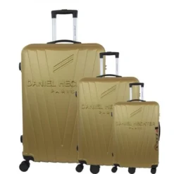 DANIEL HECHTER Set De 3 Valises Trolley DHVSTTROPEZ Rigide ABS - 8 Roues - Cadenas TSA - 50-60-70 Cm - Or