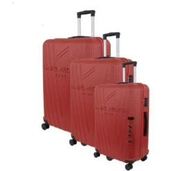 DANIEL HECHTER Set De 3 Valises Trolley DHVSTTROPEZ Rigide ABS - 8 Roues - Cadenas TSA - 50-60-70 Cm - Rouge