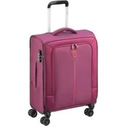 DELSEY Caracas Trolley 55cm 4 Doubles Roues Cabine Slim - Polyester CARACAS 55x40x20 - 2,1 KG - Prune