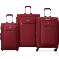 DELSEY PIN UP 5 - Lot De 3 Trolley T55 Cabine Slim 2 Roues + T66/76 Trolley 4 Doubles - Extensibles - Rouge