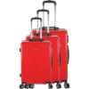 FRANCE BAG - Set De 3 Valises 8 Roues Multidirectionelles ABS/POLYCARBONATE Rouge