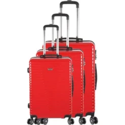 FRANCE BAG - Set De 3 Valises 8 Roues Multidirectionelles ABS/POLYCARBONATE Rouge