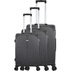 FRANCE BAG Set De 3 Valises 8 Roues Multidirectionnelles ABS Noir