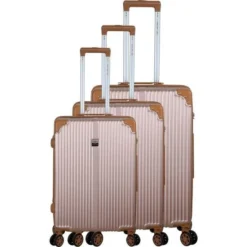 FRANCE BAG Set De 3 Valises 8 Roues Multidirectionnelles ABS Taupe