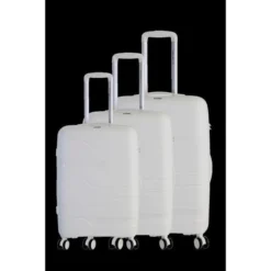 FRANCE BAG Set De 3 Valises 8 Roues Multidirectionnelles Polypropylene Blanc