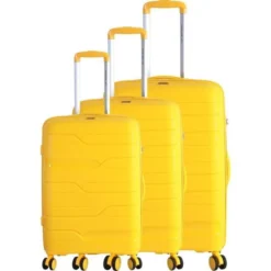 FRANCE BAG Set De 3 Valises 8 Roues Multidirectionnelles Polypropylene Jaune
