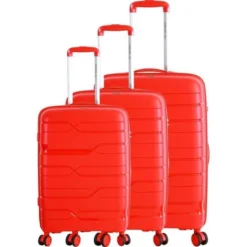FRANCE BAG Set De 3 Valises 8 Roues Multidirectionnelles Polypropylene Rouge