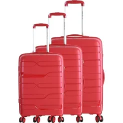 FRANCE BAG Set De 3 Valises 8 Roues Multidirectionnelles Polypropylene Rouge Bordeaux