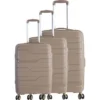 FRANCE BAG Set De 3 Valises 8 Roues Multidirectionnelles Polypropylene Taupe