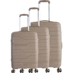 FRANCE BAG Set De 3 Valises 8 Roues Multidirectionnelles Polypropylene Taupe