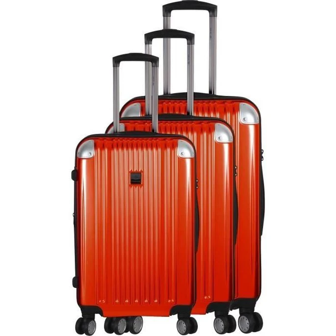 FRANCE BAG - Set De 3 Valises ABS/POLYCARBONATE 8 Roues Orange