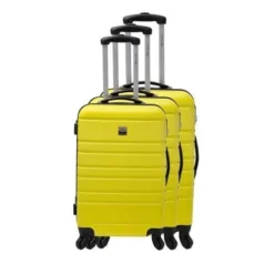 FRANCE BAG Set De 3 Valises Rigide ABS 4 Roues 55-65-70cm Jaune