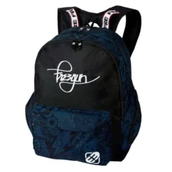 FREEGUN 80'S Sac A Dos - College - 2 Compartiments - Noir Et Bleu Marine - Enfant Garçon