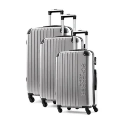 JLS Set De 3 Valises Chariot - ABS - 4 Roues - 75 Cm - Argenté