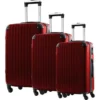 JLS Set De 3 Valises Chariot ABS 4 Roues 75 Rouge