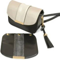 KINSTON Sac A Main Avec 2 Rabats Interchangeables Noir/Or Femme