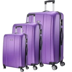 MAJESTICK 09 Set De 3 Valises Trolley Rigide ABS - 8 Roues - 50-60-70 Cm - Violet