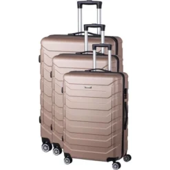 MAJESTIK Set De 3 Valises Chariot Champagne ABS 4 Roues