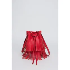 MANOUKIAN Sac A Main A Franges Alba Rouge Femme