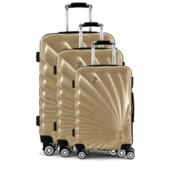 MANOUKIAN Set De 3 Valises Rigides 8 Roues Champagne