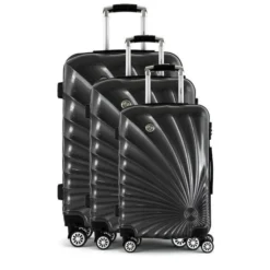 MANOUKIAN Set De 3 Valises Rigides 8 Roues Noir