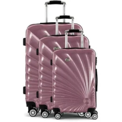 MANOUKIAN Set De 3 Valises Trolley MAN32 Rigide Polycarbonate - 8 Roues - 50-60-70 Cm - Rose