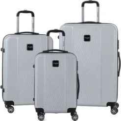 MURANO Ensemble De 3 Valises 55/65/75cm Avec 8 Roues Argent