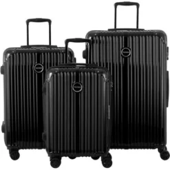 MURANO - Gamme RIO - Lot De 3 Valises 55/65/75cm A 8 Roues - Noir