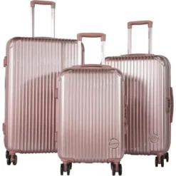MURANO - Gamme RIO - Lot De 3 Valises 55/65/75cm A 8 Roues - Rose Poudrée