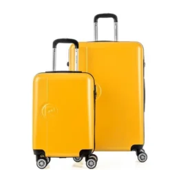 PIERRE CARDIN Set De 2 Valises 55/75cm Avec 8 Roues + 2 Organisateurs Moutarde