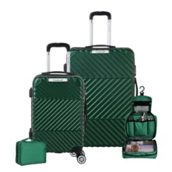 TRAVEL WORLD Ensemble De 2 Valises 50/70 Cm + 2 Organisateurs Couleur Sapin