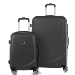 TRAVEL WORLD Ensemble De 2 Valises 50/80cm Avec 4 Roues Gris Foncé