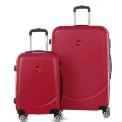 TRAVEL WORLD Ensemble De 2 Valises 50/80cm Avec 4 Roues Rouge Foncé