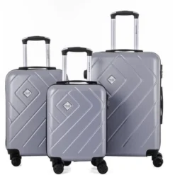 TRAVEL WORLD Ensemble De 3 Valises 46/56/66cm Argent 2