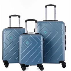 TRAVEL WORLD Ensemble De 3 Valises 46/56/66cm Bleu