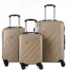 TRAVEL WORLD Ensemble De 3 Valises 46/56/66cm Champagne